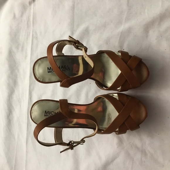 Michael Kors Tan Leather Platform Sandals